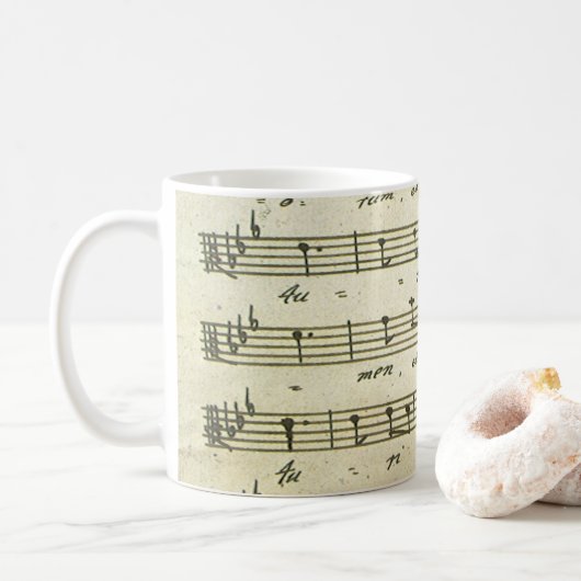 Vintage Noten, antikes Musical-Score 1810 Kaffeetasse (Mit Donut)