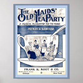Vintage Noten bedecken das Tee-Party der Alten Mag Poster