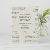 Vintage Noten Geburtstag Einladung (Stehend Vorderseite)