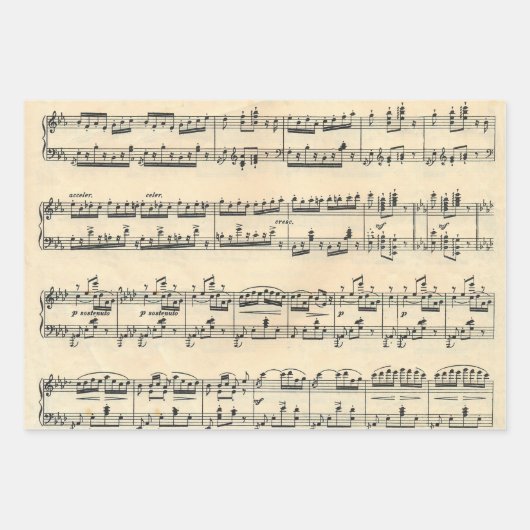 Vintage Noten Geschenkpapier Set (Vorderseite)