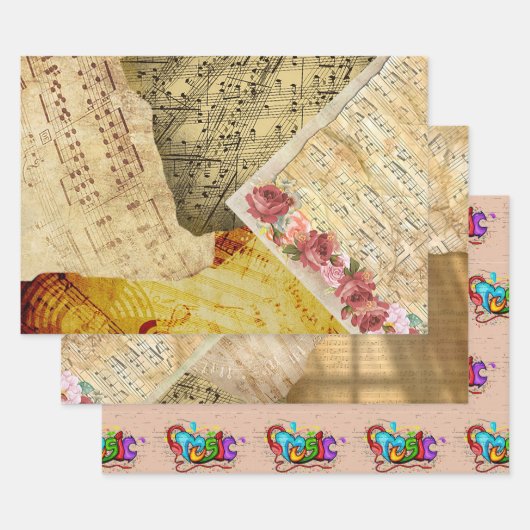 Vintage Noten Geschenkpapier Set (Set)