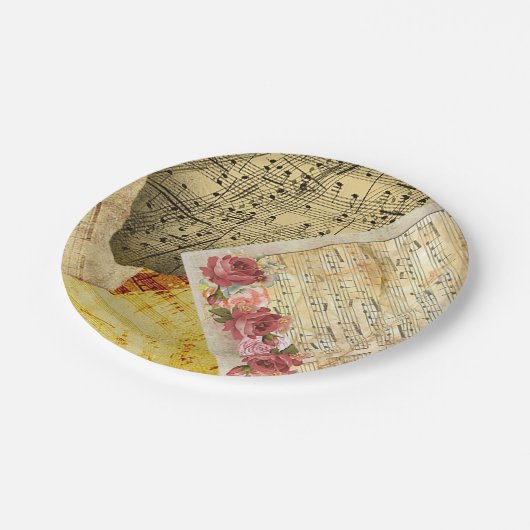 Vintage Noten, Klaviermusik Pappteller (Schrägansicht)