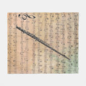 Vintage Noten mit Flute Fleecedecke (Vorderseite (Horizontal))