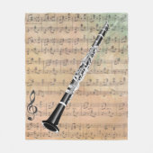 Vintage Noten mit Klarinette Fleece Blanket (Vorderseite)