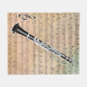 Vintage Noten mit Klarinette Fleece Blanket (Vorderseite (Horizontal))