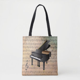 Vintage Noten mit Klavier Tasche