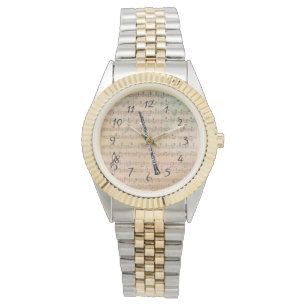 Vintage Noten mit Oboe Armbanduhr