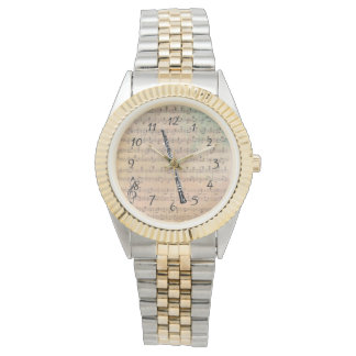 Vintage Noten mit Oboe Armbanduhr