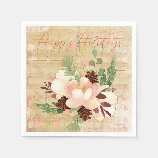 Vintage Noten mit Pine Cones Bouquet Serviette (Vorderseite)