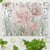 Vintage Noten mit rosa Wildblumen Geschirrtuch (Gefaltet)