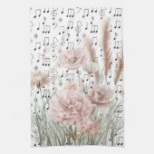 Vintage Noten mit rosa Wildblumen Geschirrtuch (Vertikal)
