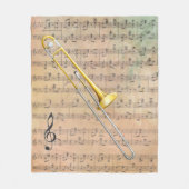 Vintage Noten mit Trombone Fleecedecke (Vorderseite)