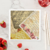 Vintage Noten, Musikhinweise, Klavier-Rose Serviette (Beispiel)