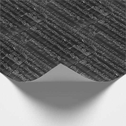 Vintage Noten Noten Schwarz-weiß Geschenkpapier (Ecke)