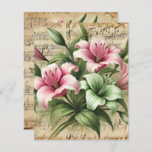 Vintage Noten Pink & Green Lilies Scrapbook