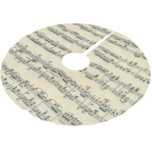 Vintage Noten Polyester Weihnachtsbaumdecke (Schrägansicht)