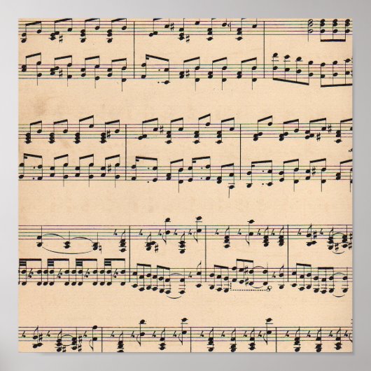 Vintage Noten Schwarz-Weiß-Noten Poster (Vorne)