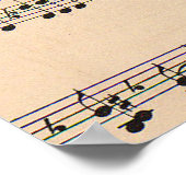 Vintage Noten Schwarz-Weiß-Noten Poster (Ecke)