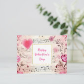 Vintage Noten und Rose Feiertagspostkarte (Stehend Vorderseite)