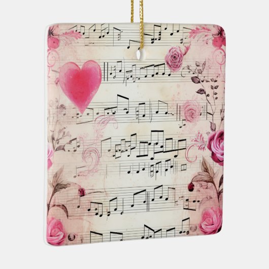 Vintage Noten und Rose Keramikornament (Rechts)