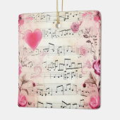 Vintage Noten und Rose Keramikornament (Links)