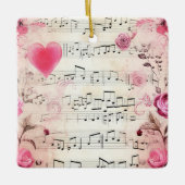 Vintage Noten und Rose Keramikornament (Vorderseite)