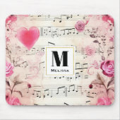 Vintage Noten und Rose Mousepad (Vorne)