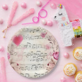Vintage Noten und Rose Pappteller (Party)