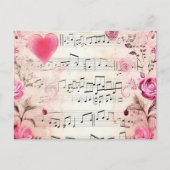 Vintage Noten und Rose Postkarte (Vorderseite)