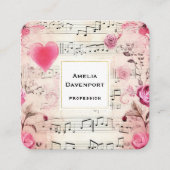 Vintage Noten und Rose Quadratische Visitenkarte (Vorderseite)