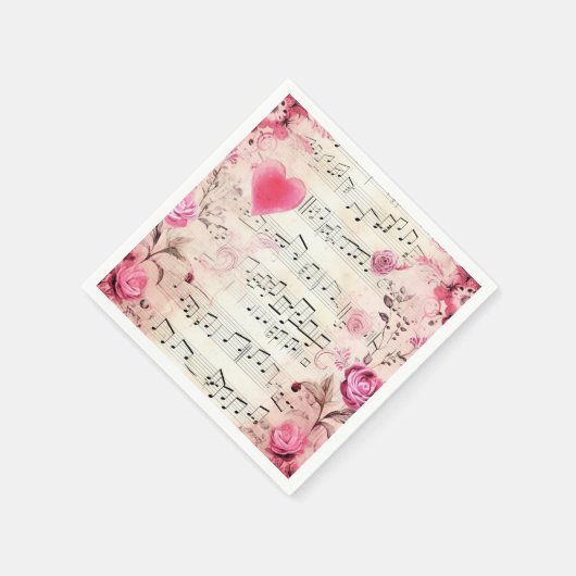 Vintage Noten und Rose Serviette (Ecke)
