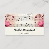 Vintage Noten und Rose Visitenkarte (Vorderseite)