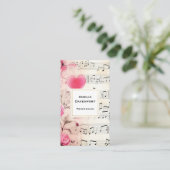 Vintage Noten und Rose Visitenkarte (Stehend Vorderseite)