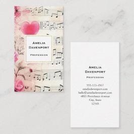 Vintage Noten und Rose Visitenkarte