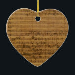 Vintage Noten von Johann Sebastian Bach Keramikornament<br><div class="desc">Vintages Illustrationsmusikalisches Design mit Notenblatt Cantata 112 Manuskript,  1731 von Johann Sebastian Bach (1685-1750). Eine Kantate ist eine stimmliche Komposition mit instrumentaler Begleitung,  meist in mehreren Bewegungen,  oft mit einem Chor. Antike klassische Noten mit Symbolen inklusive einem dreieckigen Klettstück.</div>