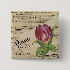 Vintage Noten von Piano Tulip Button