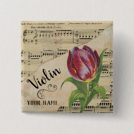 Vintage Noten von Violin Tulip Button
