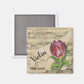 Vintage Noten von Violin Tulip Magnet (Vorderseite/Rückseite)