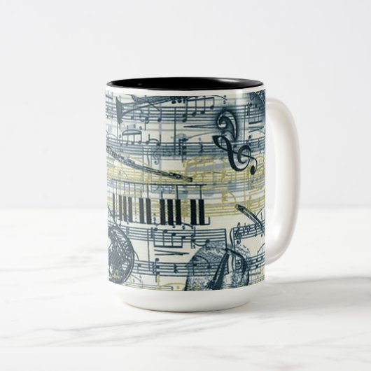 Vintage Noten Zweifarbige Tasse (VorderseiteRechts)