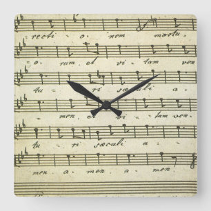 Vintage Notenblatt, antike Partitur 1810 Quadratische Wanduhr