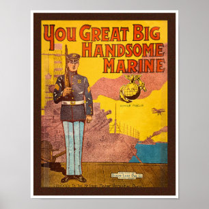 VINTAGE-NOTENBLATT AUS DEN 1920ER JAHREN 'MARINES' POSTER