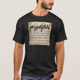Vintage-Notenblatt mit Singvögeln T-Shirt