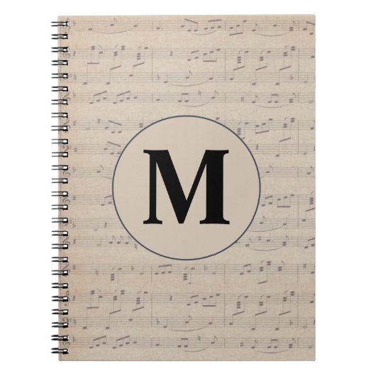 Vintage Notenblatt-Monogramm Notizblock (Vorderseite)
