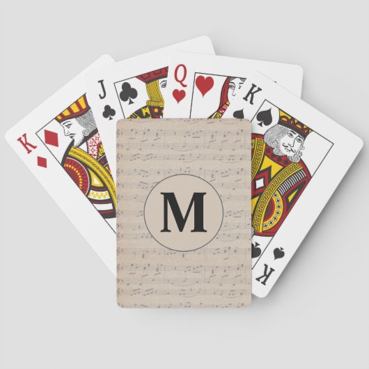 Vintage Notenblatt-Monogramm Spielkarten (Rückseite)