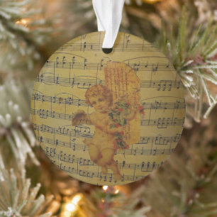 Vintage Notenblatt Musik und Engel Ornament
