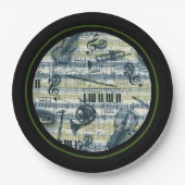 Vintage Notenblatt-Muster Pappteller (Vorderseite)