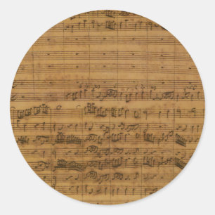 Vintage-Notenblatt von Johann Sebastian Bach Runder Aufkleber