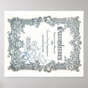 Vintage Notenblätter - Autografische Darstellung v Poster