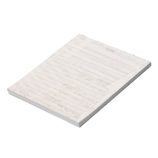 Vintage Notenblätter Initial Monogram Lined Notizblock (Rotiert)