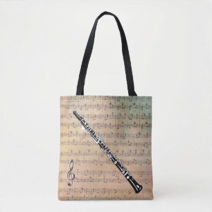 Vintage Notenblätter mit einer Oboe Tasche